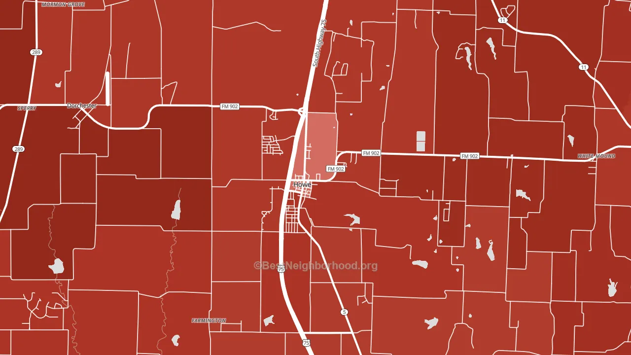 Howe, TX block-group political-lean map