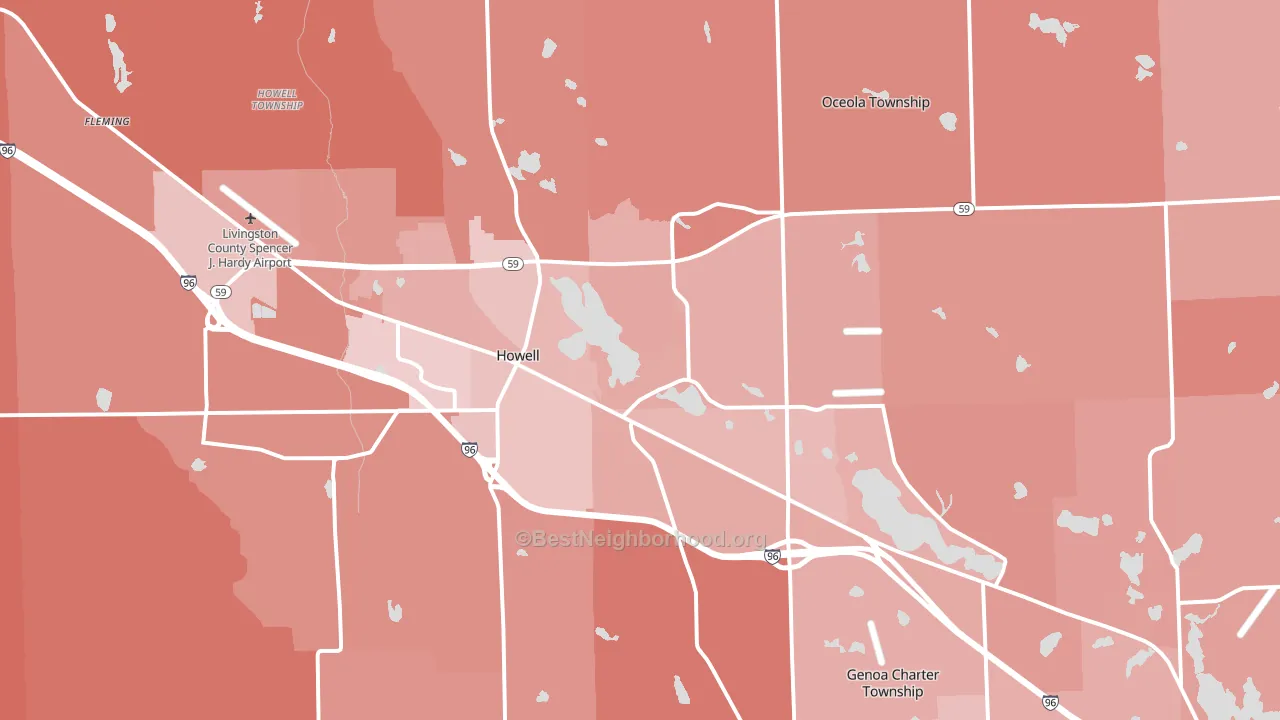 Howell, MI block-group political-lean map
