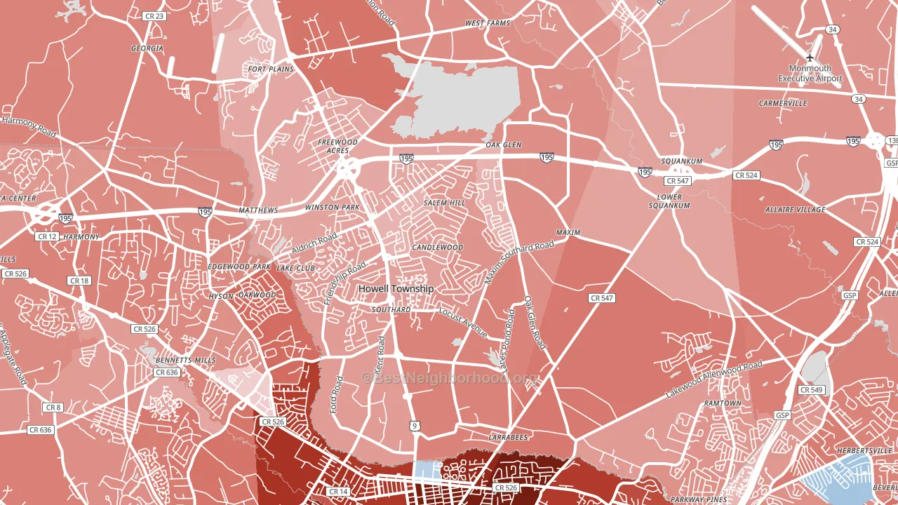 Howell, NJ block-group political-lean map