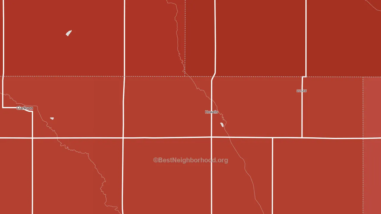 Howells, NE block-group political-lean map