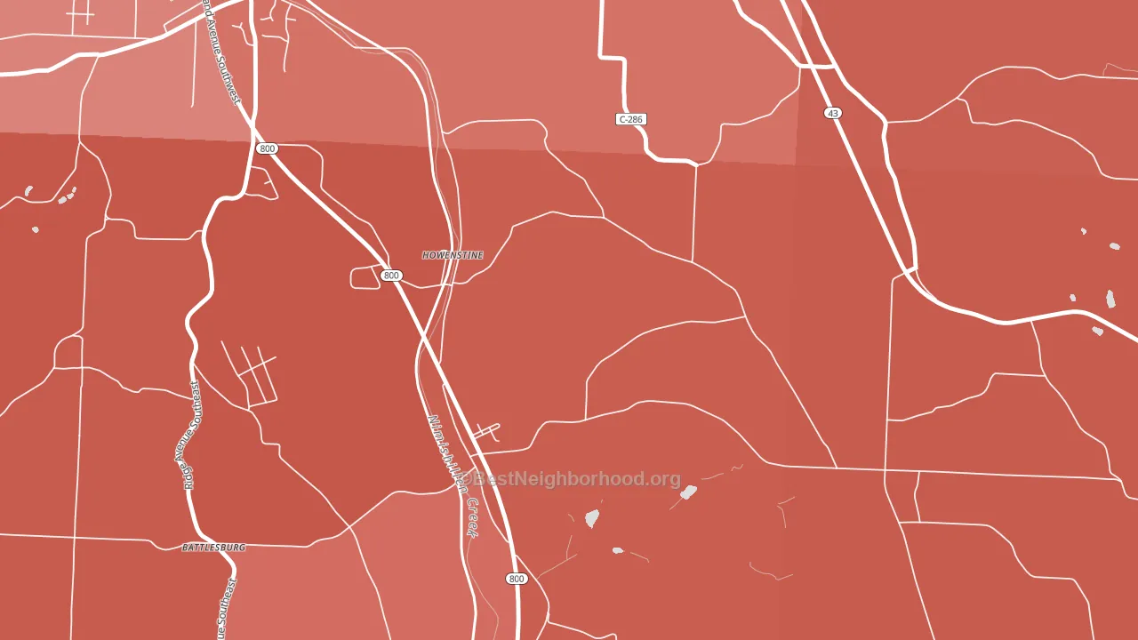 Howenstine, OH block-group political-lean map