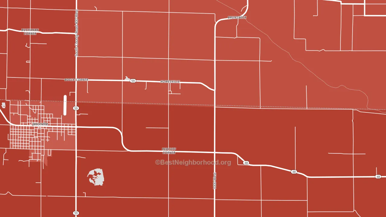 Howesville, IN block-group political-lean map