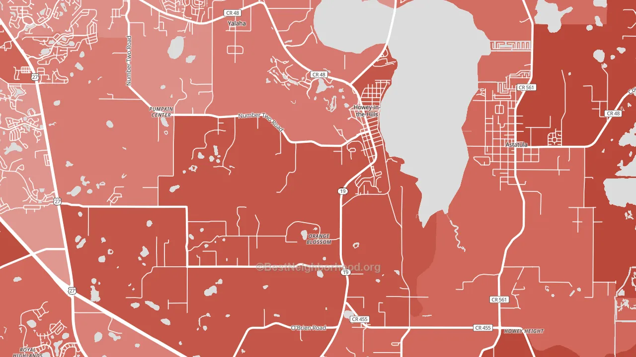 Howey-in-the-Hills, FL block-group political-lean map