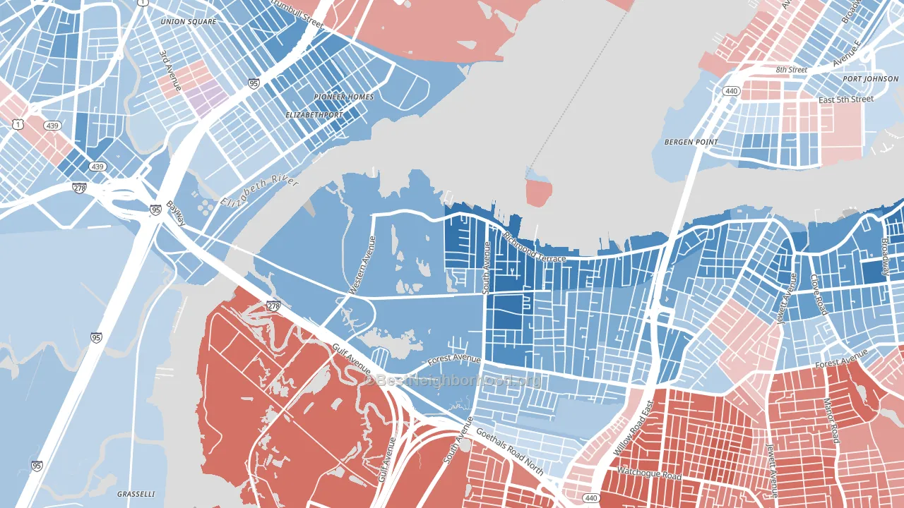 Howland Hook, Staten Island, NY block-group political-lean map