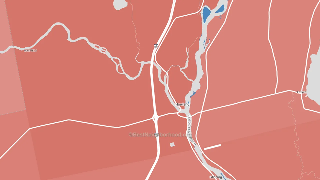 Howland, ME block-group political-lean map