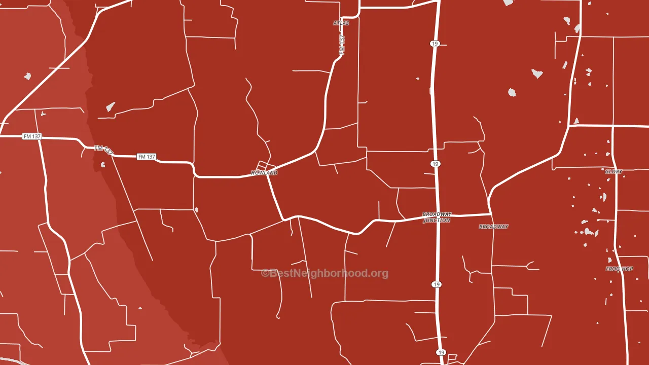 Howland, TX block-group political-lean map