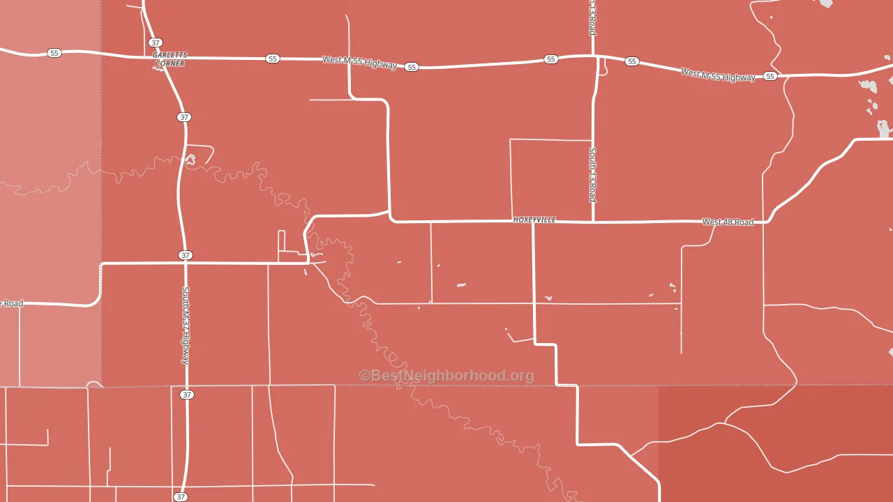 Hoxeyville, MI block-group political-lean map