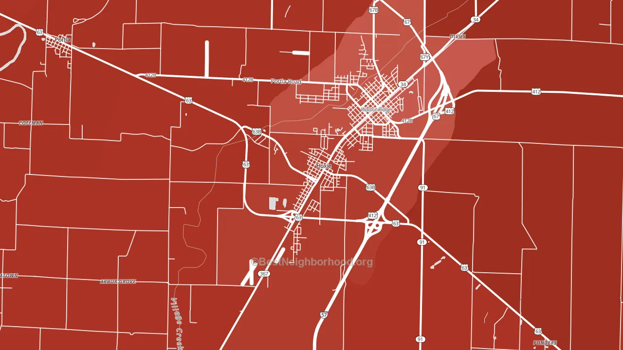 Hoxie, AR block-group political-lean map