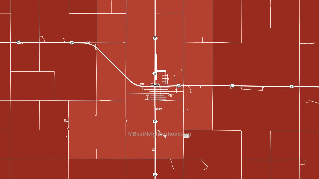 Hoxie, KS block-group political-lean map
