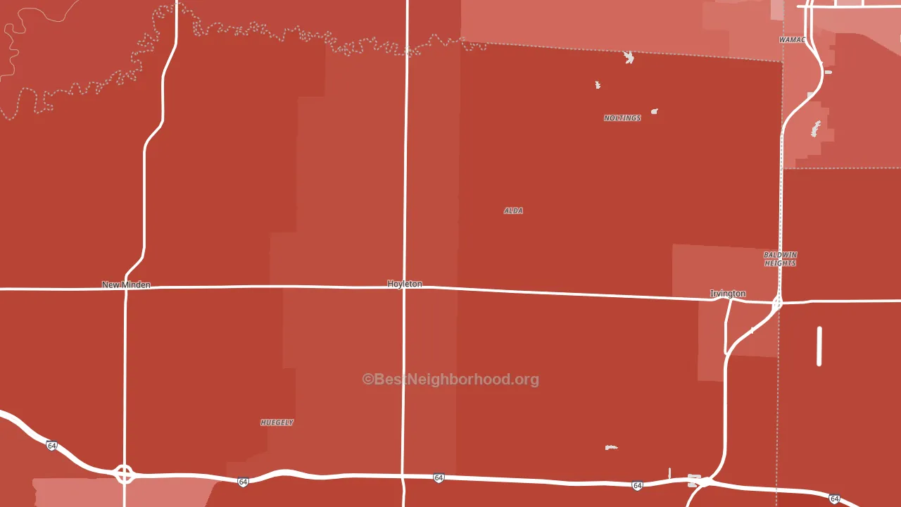 Hoyleton, IL block-group political-lean map