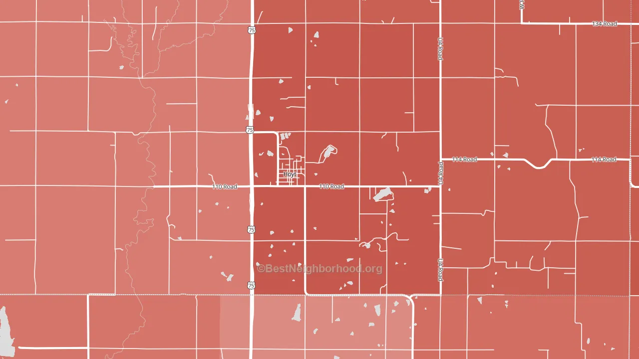 Hoyt, KS block-group political-lean map
