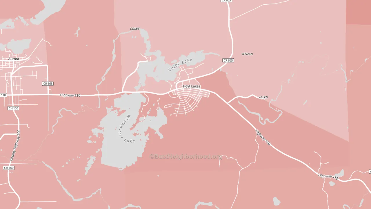 Hoyt Lakes, MN block-group political-lean map