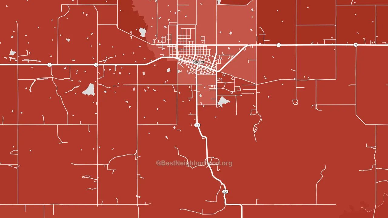 Hoyt, OK block-group political-lean map