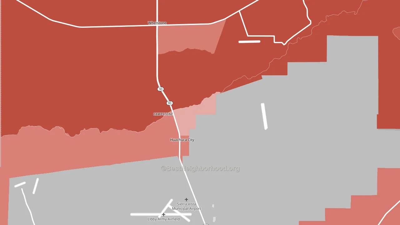 Huachuca City, AZ block-group political-lean map