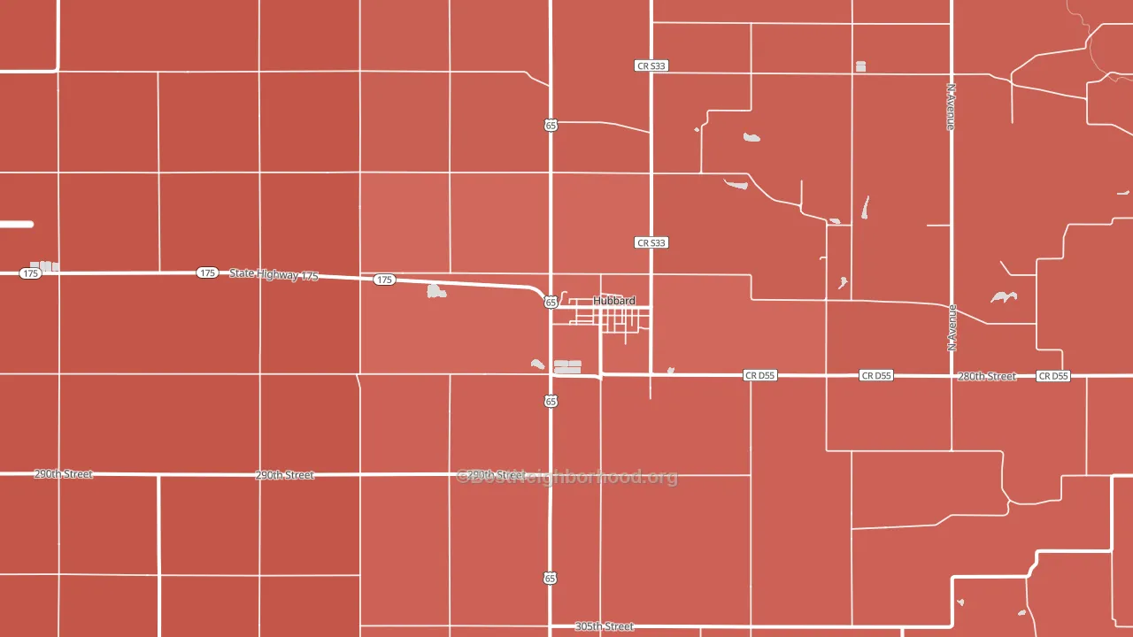 Hubbard, IA block-group political-lean map