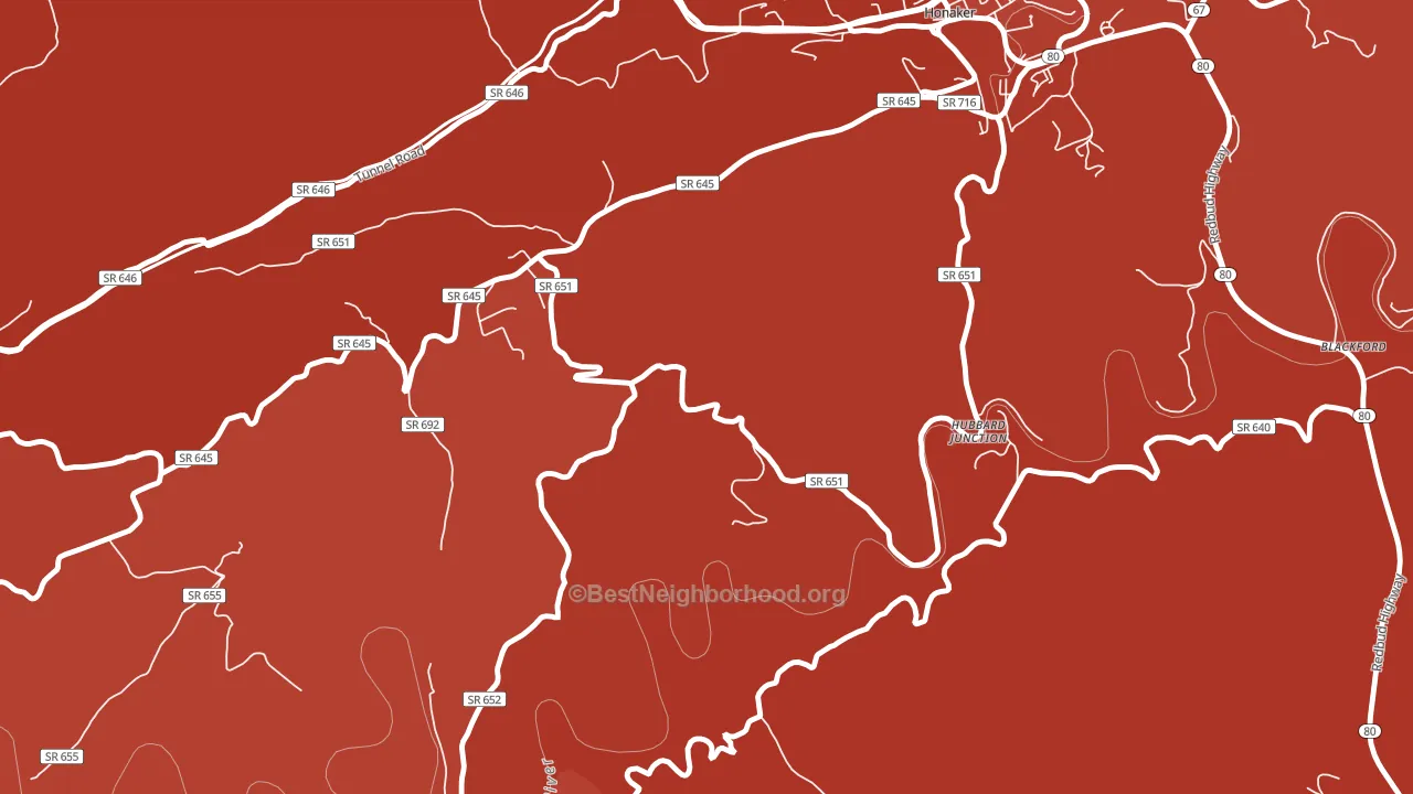 Hubbard Junction, VA block-group political-lean map