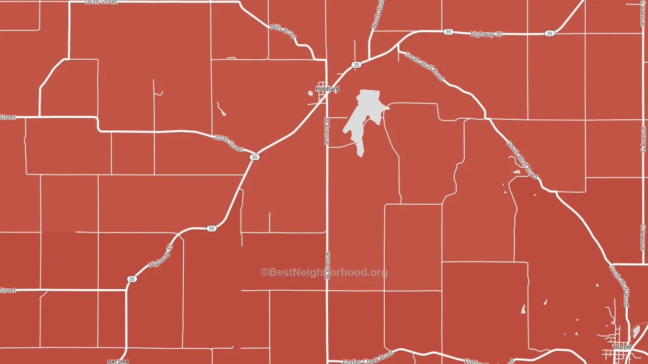 Hubbard, NE block-group political-lean map