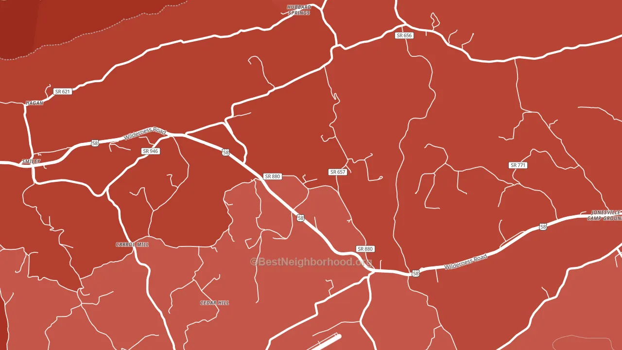 Hubbard Springs, VA block-group political-lean map
