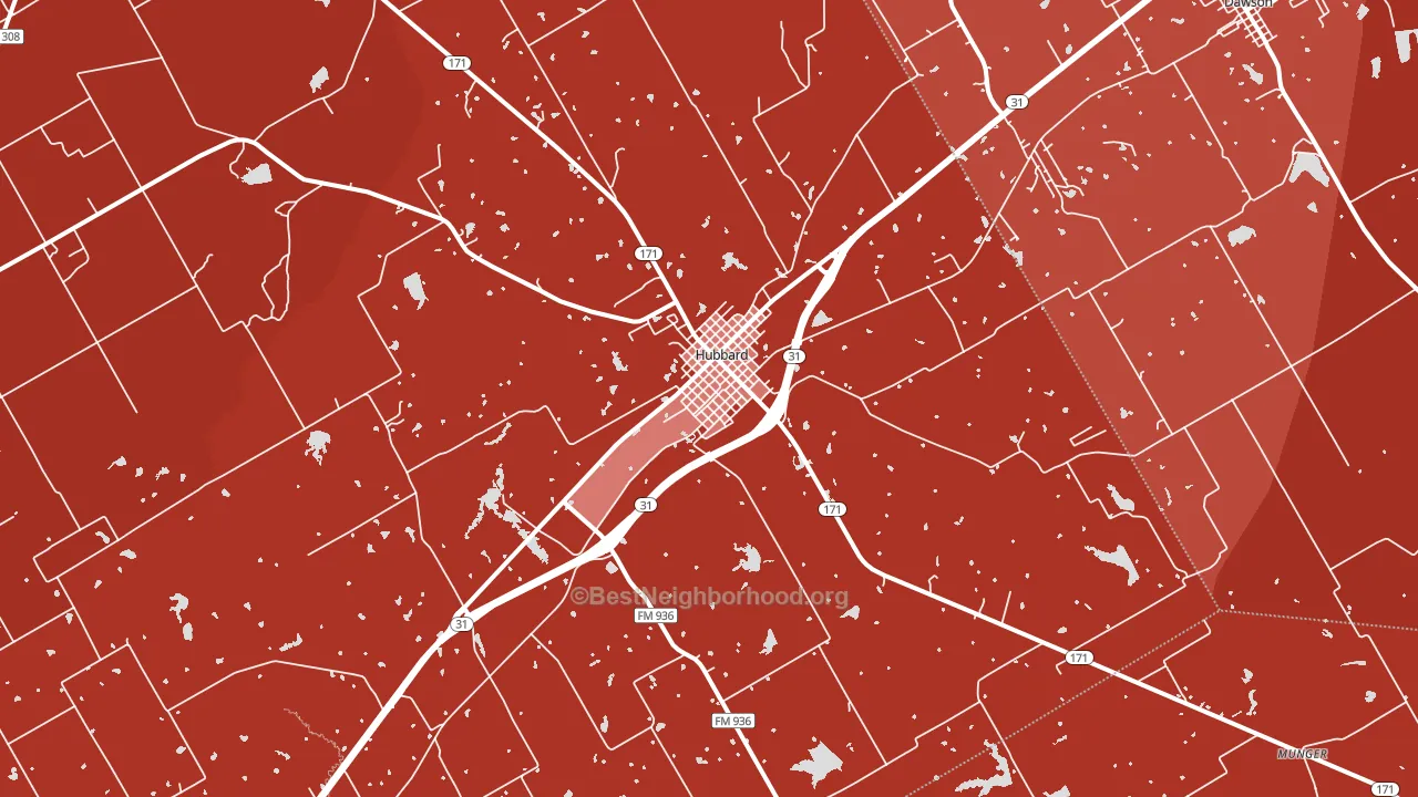 Hubbard, TX block-group political-lean map