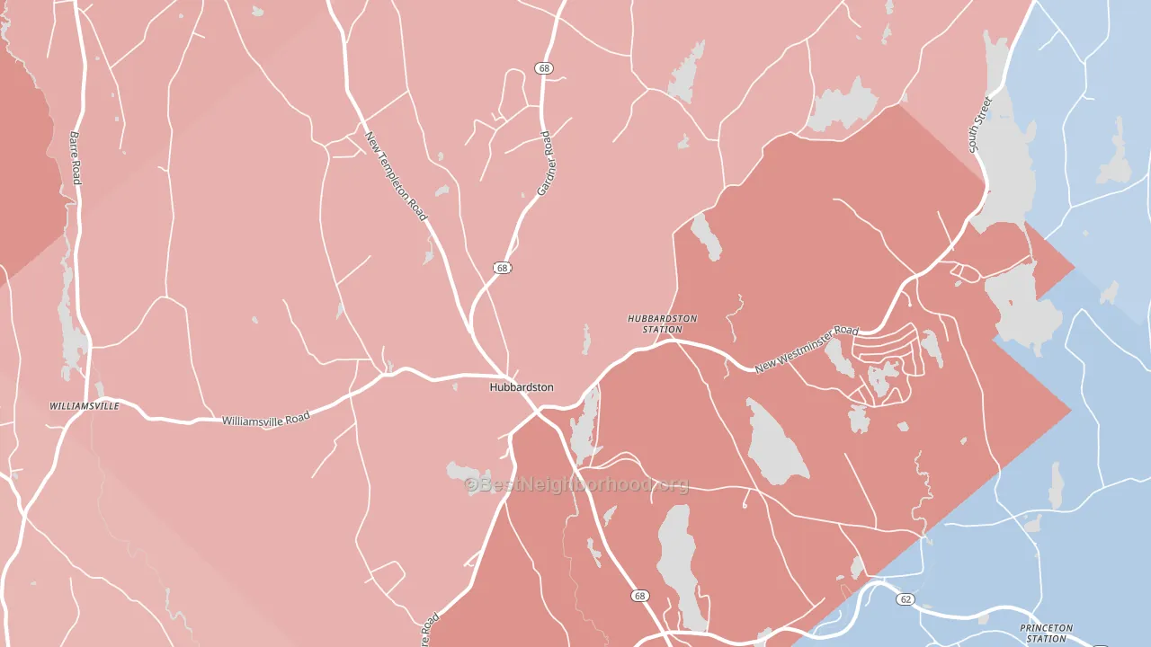 Hubbardston, MA block-group political-lean map