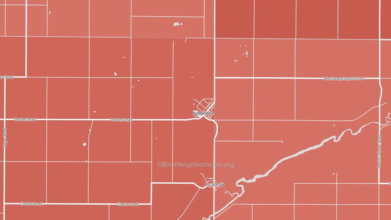 Hubbardston, MI block-group political-lean map
