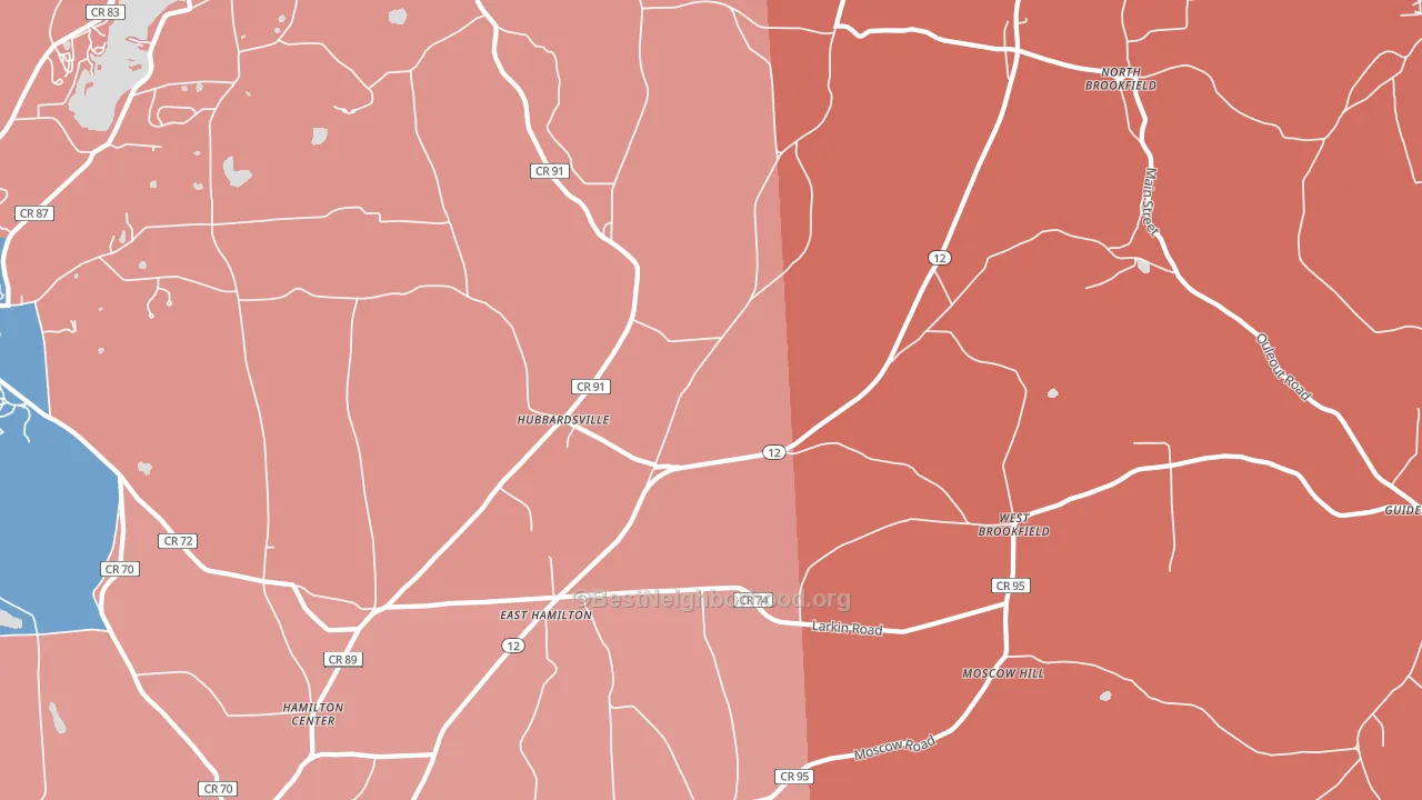 Hubbardsville, NY block-group political-lean map