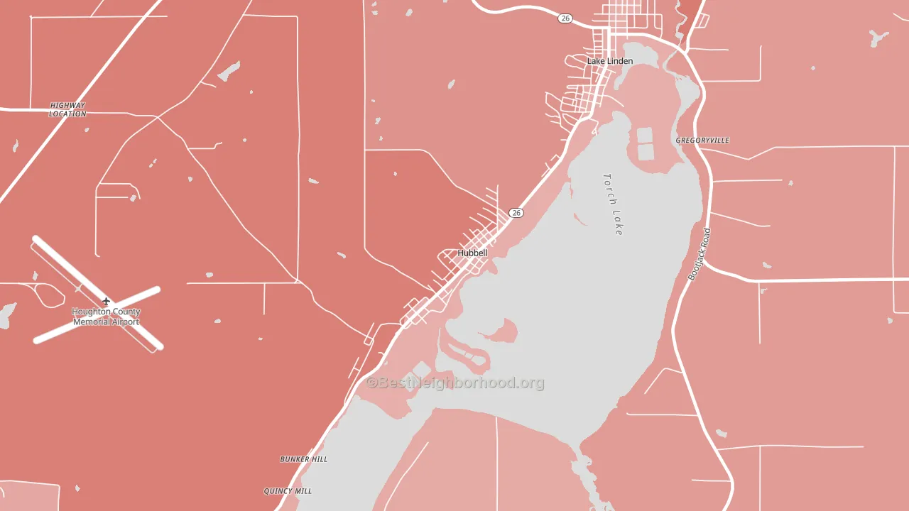 Hubbell, MI block-group political-lean map