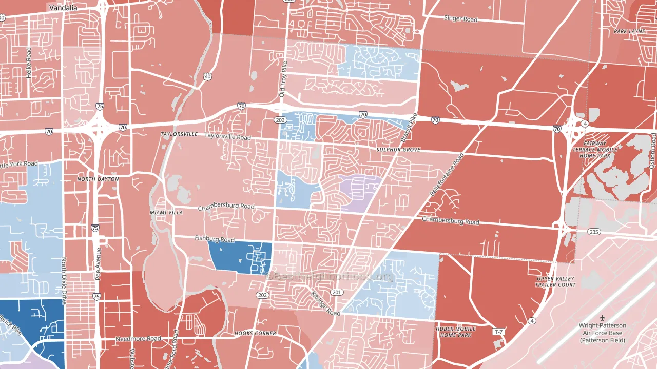 Huber Heights, OH block-group political-lean map