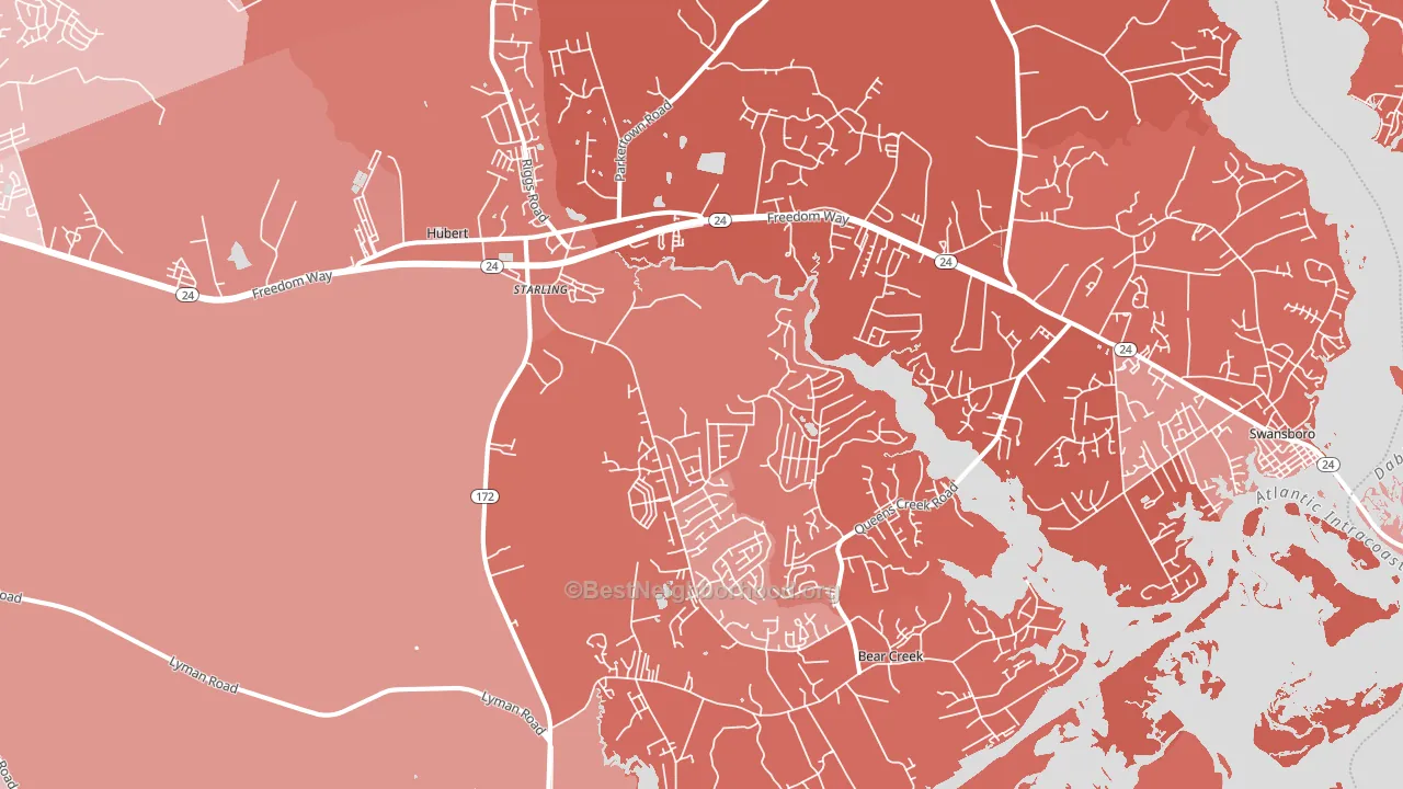 Hubert, NC block-group political-lean map