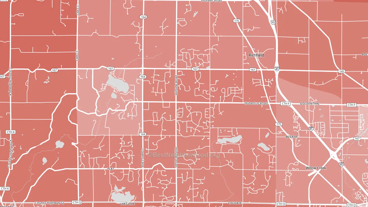 Hubertus, WI block-group political-lean map