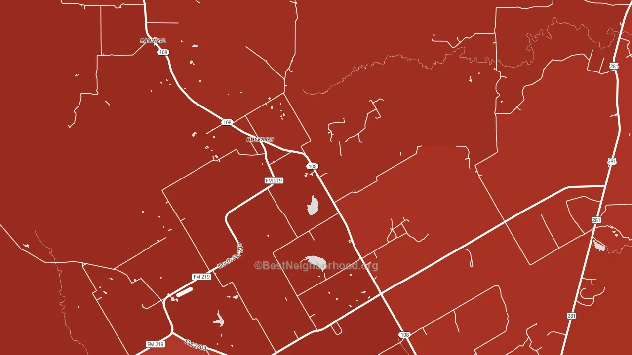 Huckabay, TX block-group political-lean map