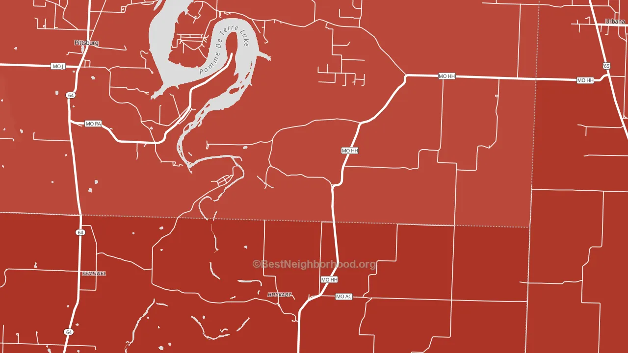 Huckaby, MO block-group political-lean map