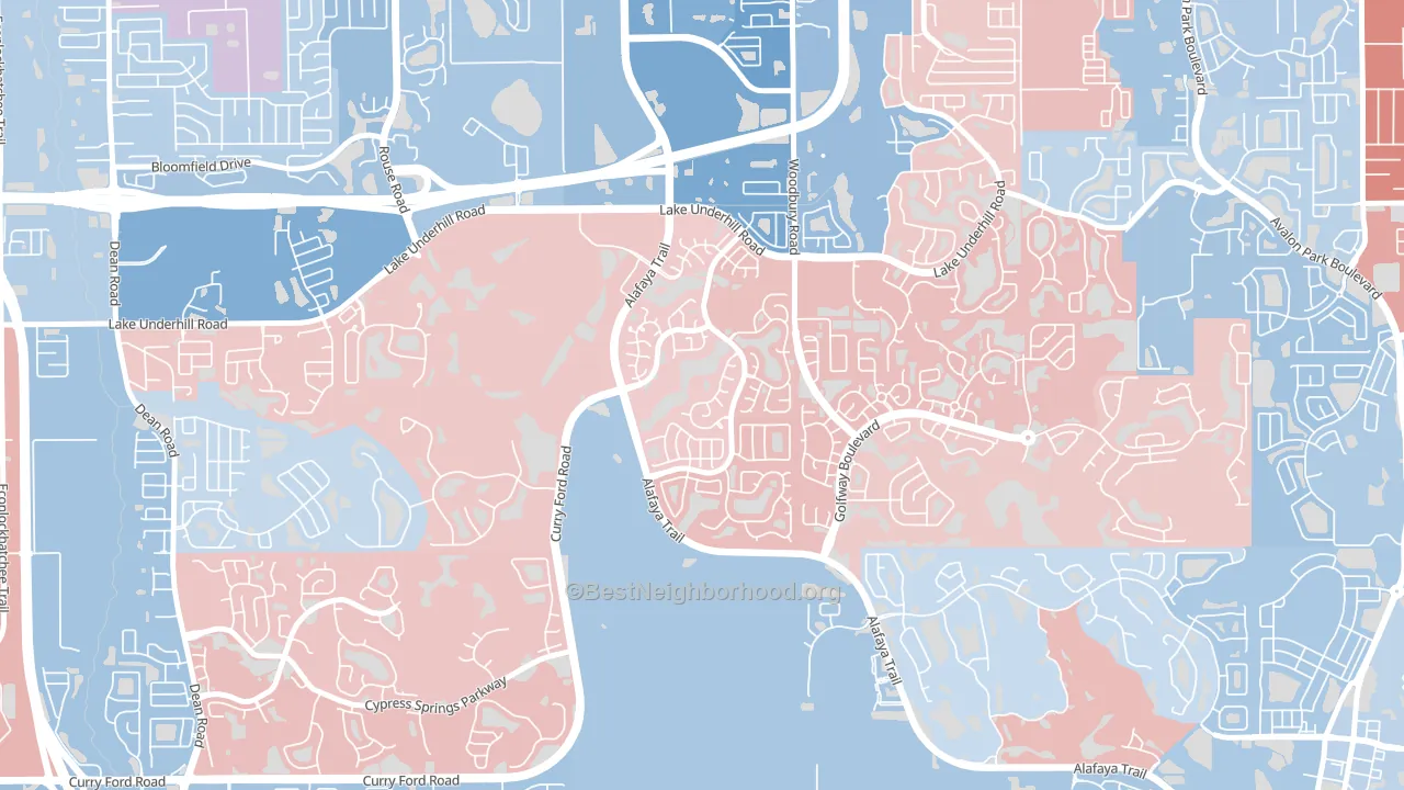 Huckleberry Fields, Alafaya, FL block-group political-lean map