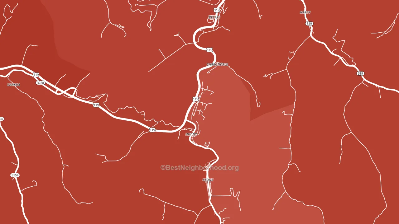 Huddy, KY block-group political-lean map