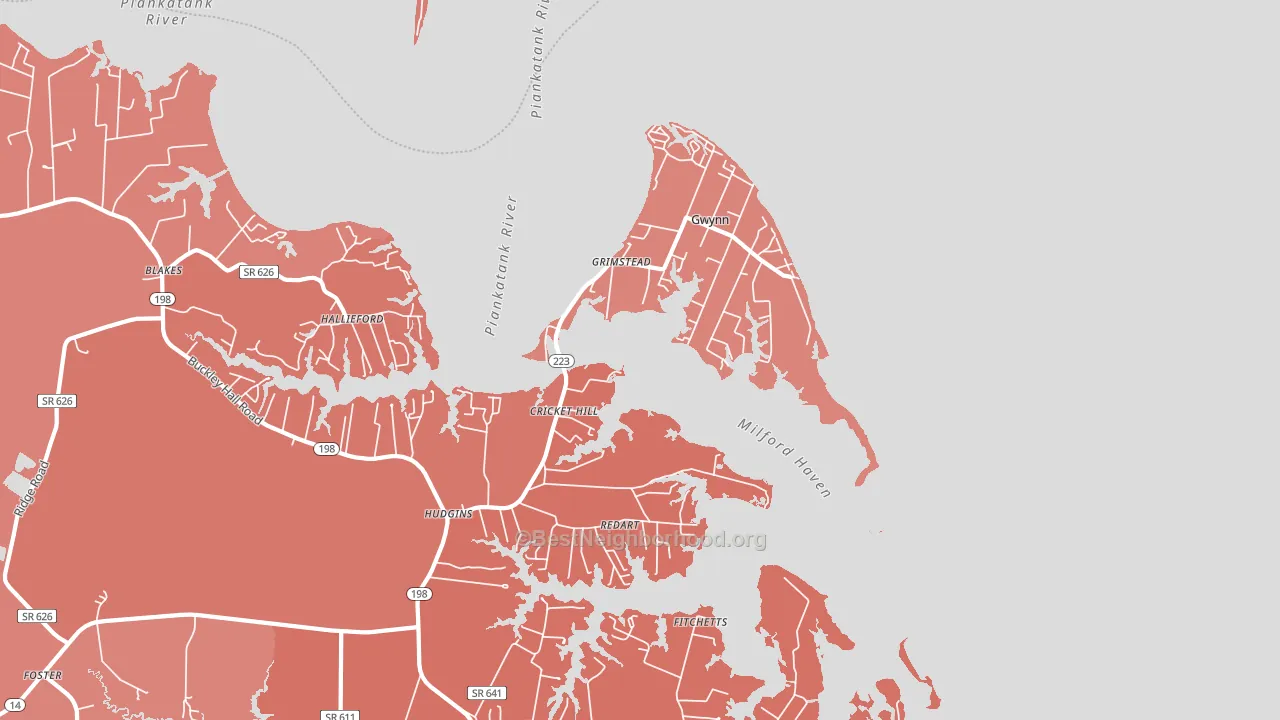 Hudgins, VA block-group political-lean map