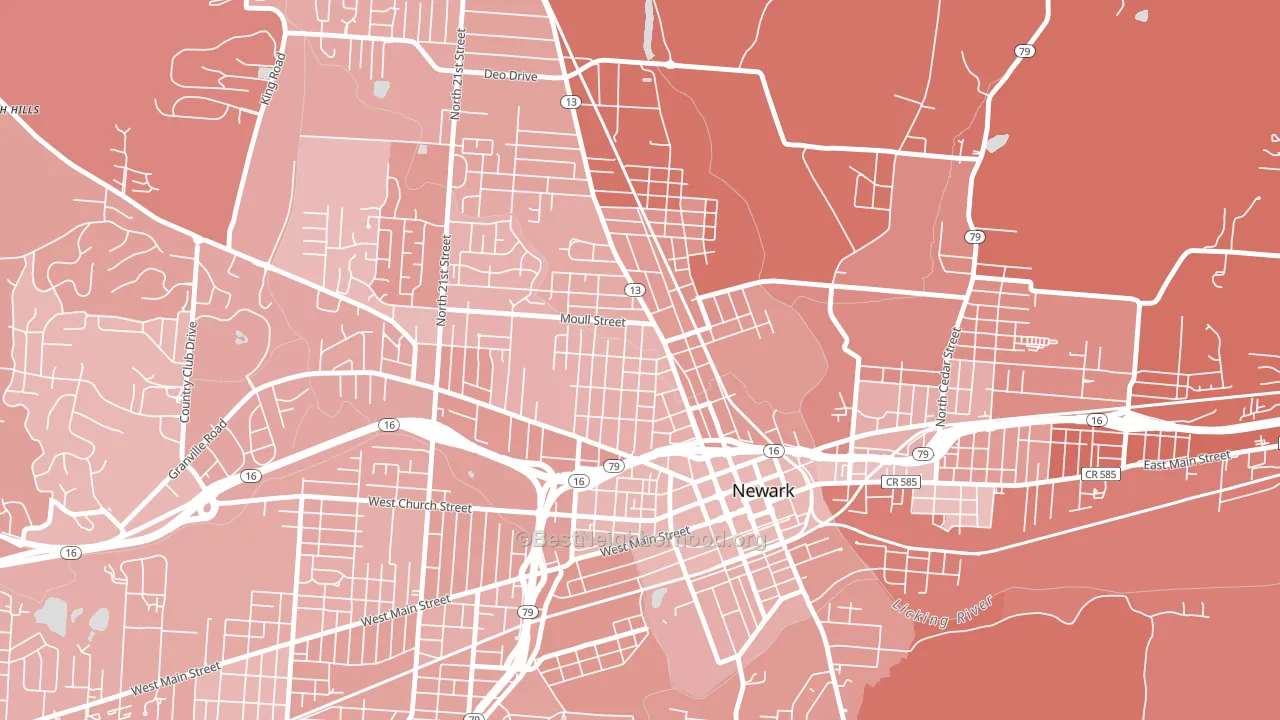 Hudson Avenue Historic District, Newark, OH block-group political-lean map