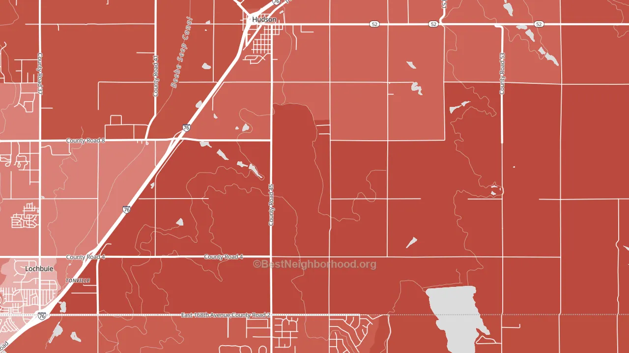 Hudson, CO block-group political-lean map