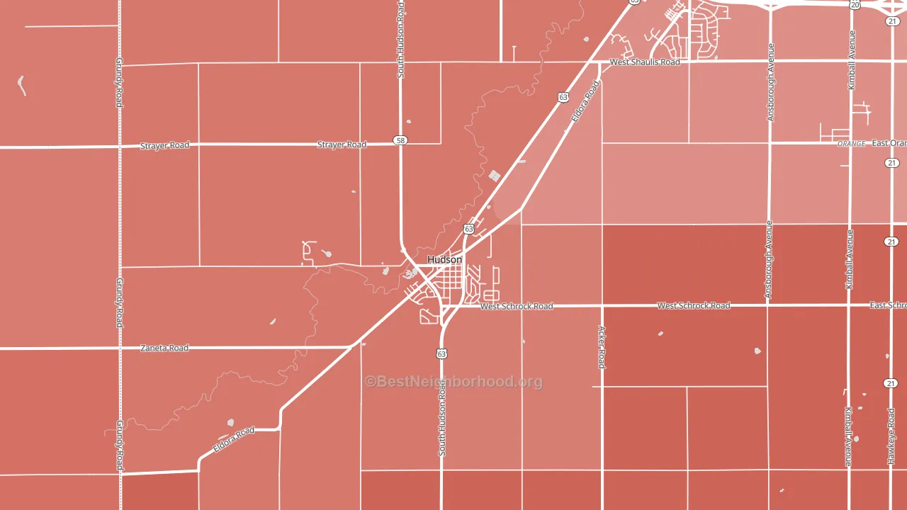 Hudson, IA block-group political-lean map