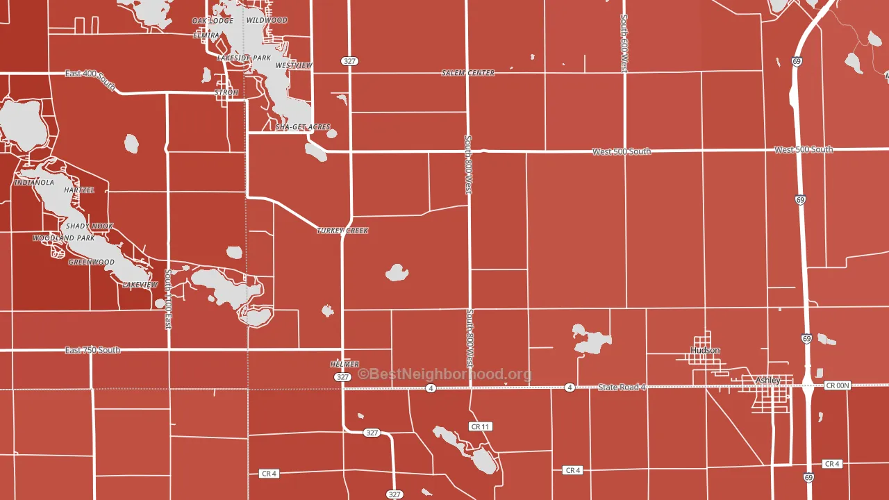 Hudson, IN block-group political-lean map