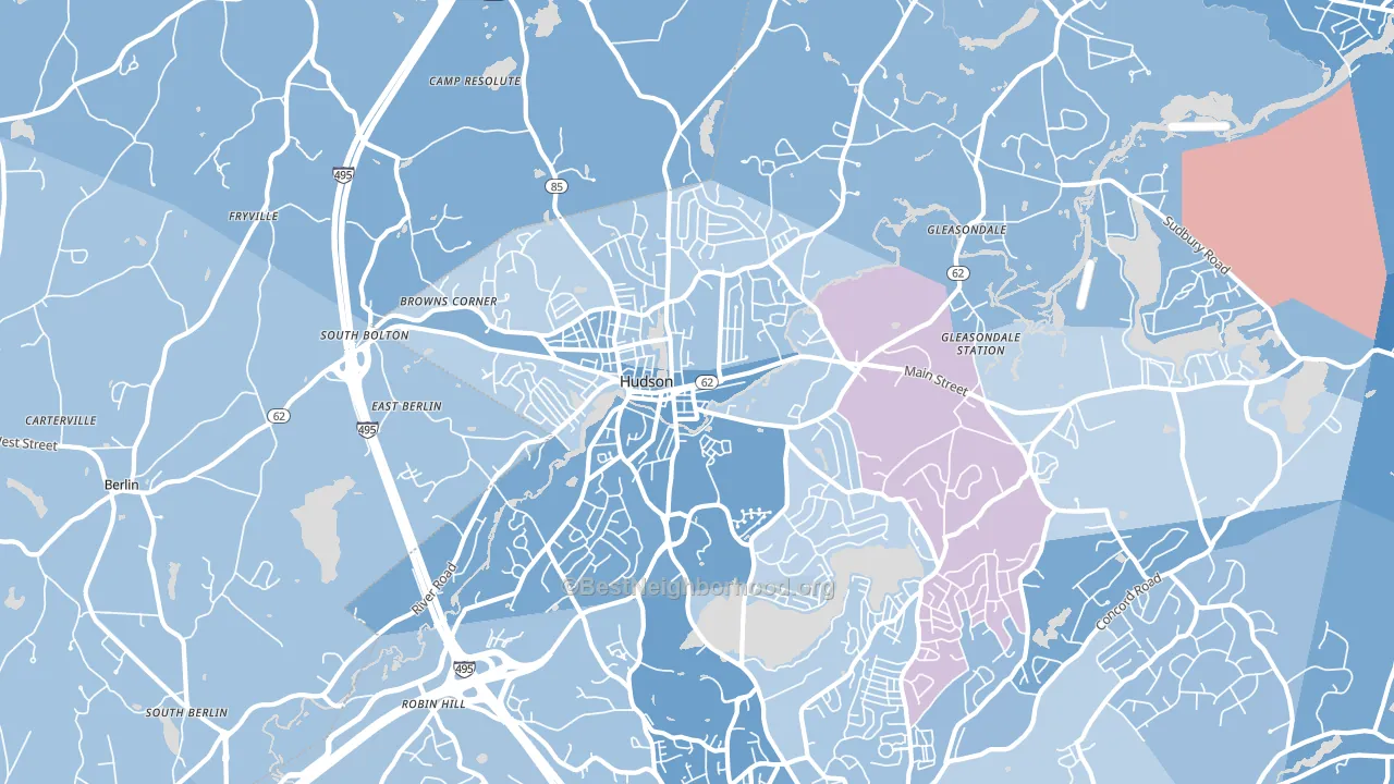 Hudson, MA block-group political-lean map