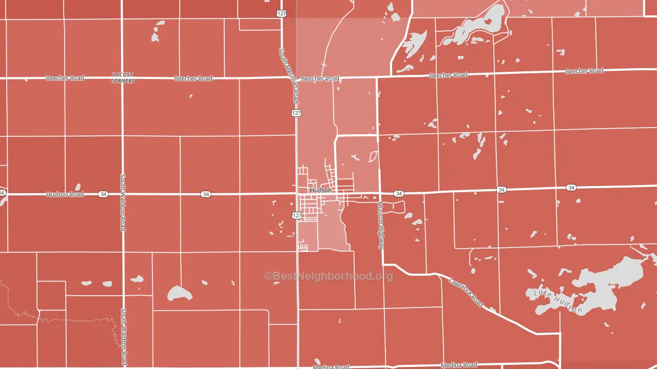 Hudson, MI block-group political-lean map
