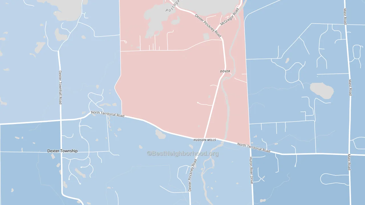 Hudson Mills, MI block-group political-lean map