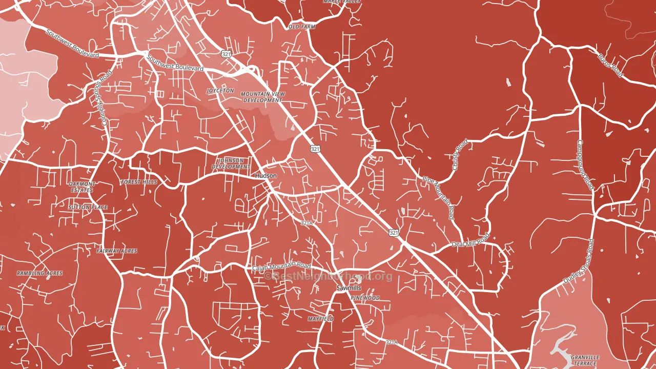 Hudson, NC block-group political-lean map