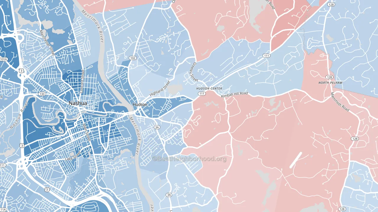 Hudson, NH block-group political-lean map