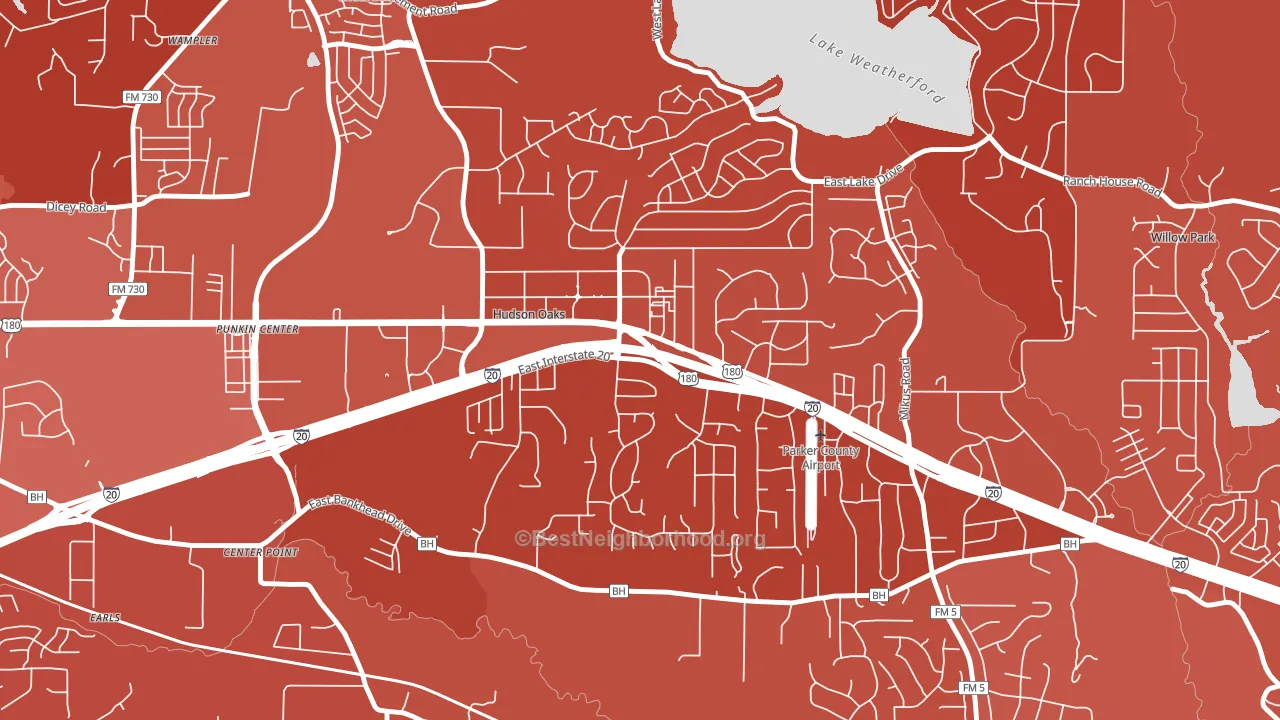 Hudson Oaks, TX block-group political-lean map