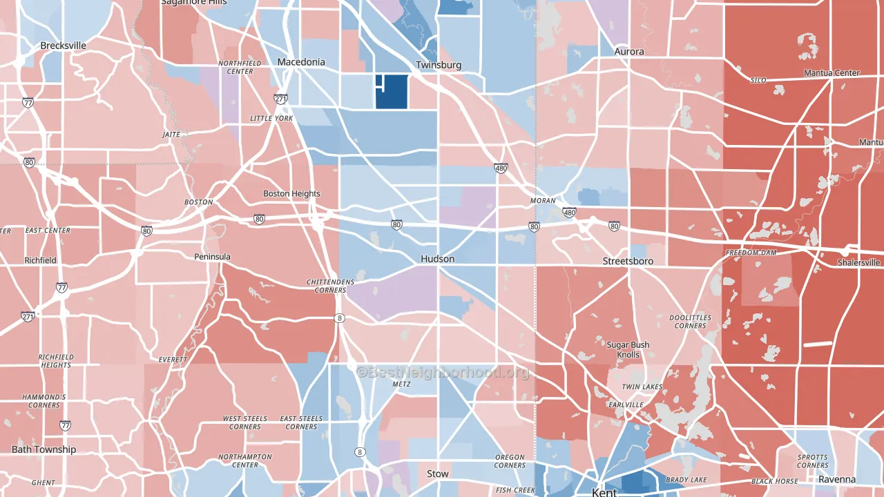 Hudson, OH block-group political-lean map