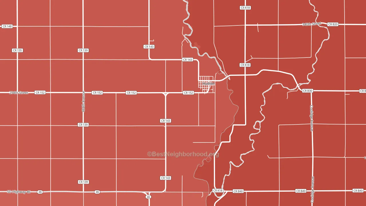 Hudson, SD block-group political-lean map
