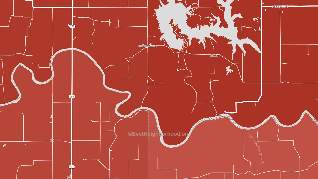 Hudsonville, IN block-group political-lean map