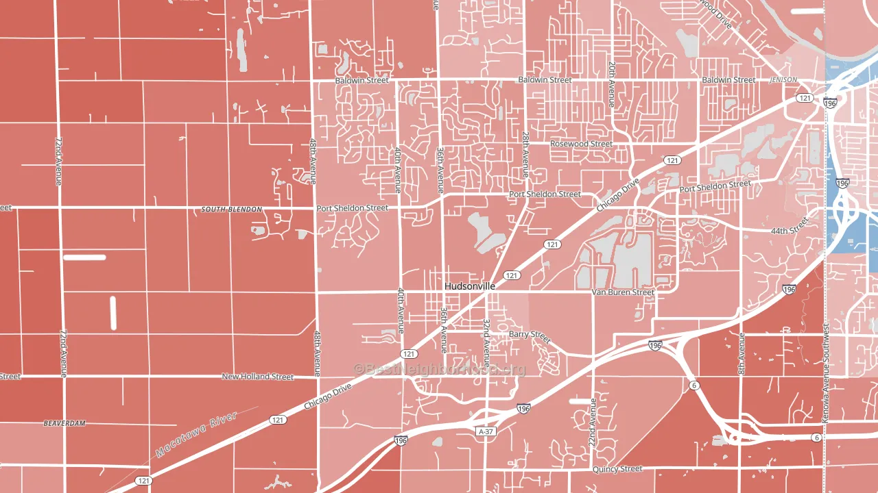 Hudsonville, MI block-group political-lean map