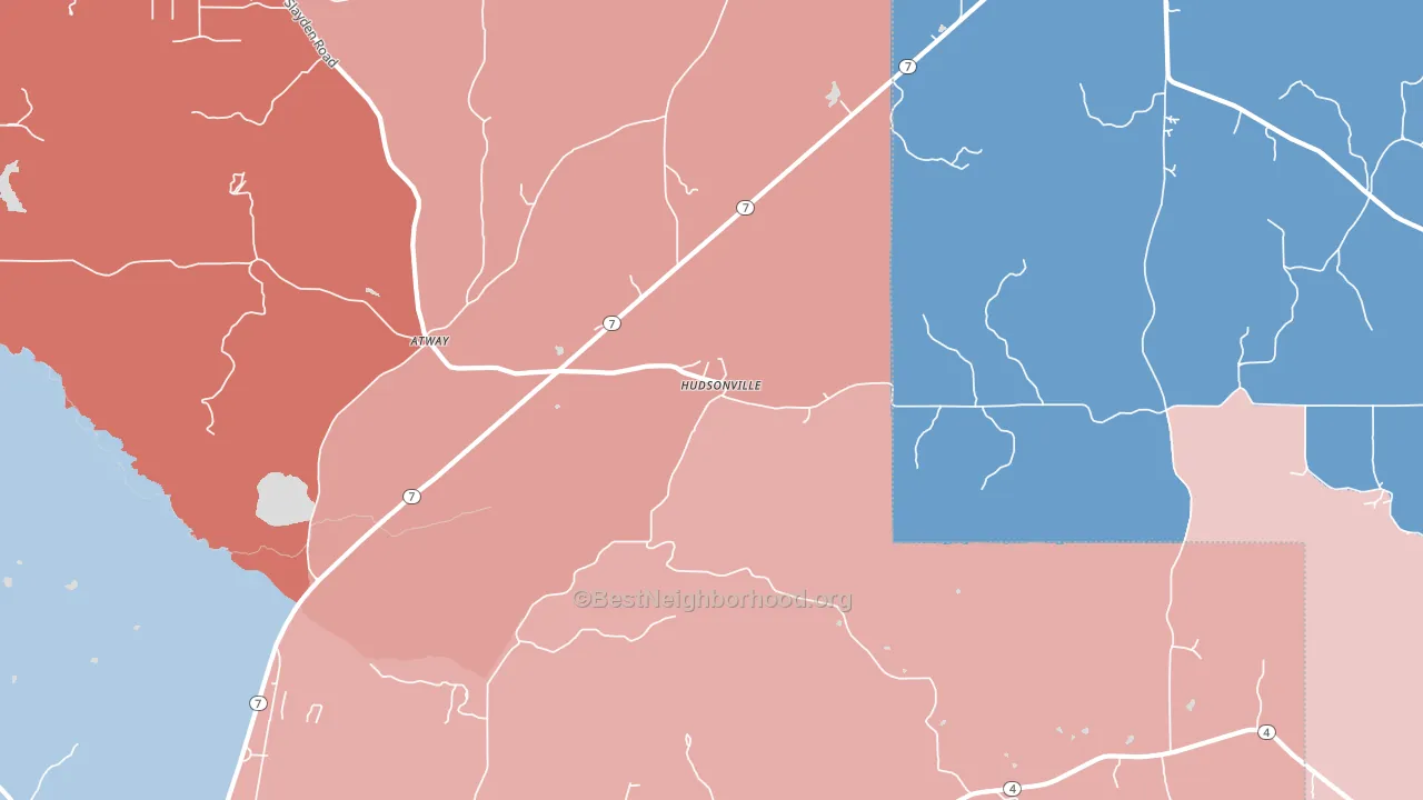 Hudsonville, MS block-group political-lean map